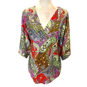 Jude Connally Maria Paisley Kimono Sleeve Tunic Top - L